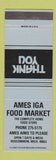 Matchbook Cover - Ames IGA Grocery Store Roscommon MI