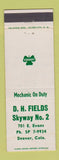 Matchbook Cover - DH Fields Skyway Shamrock oil gas Denver Colorado