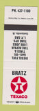 Matchbook Cover - Bratz Texaco oil gas Centerville IA