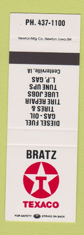 Matchbook Cover - Bratz Texaco oil gas Centerville IA
