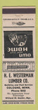 Matchbook Cover - HE Westerman Lumber Cologne MN WHITE