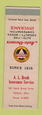 Matchbook Cover - AL Brodt Insurance Fairborn OH