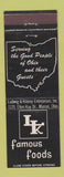 Matchbook Cover - Ludwig Kibbey Foods Marion OH