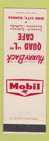 Matchbook Cover - Quad L Cafe Bird City KS Mobil oil gas