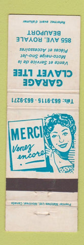 Matchbook Cover - Garage Clavet Ltee Beauport QC WEAR