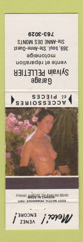 Matchbook Cover - Garage Sylvain Pelletier Ste Anne Des Monts QC pinup