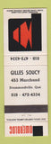 Matchbook Cover - Gilles Soucy Owerbloc Drummondville QC