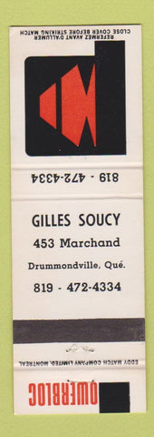 Matchbook Cover - Gilles Soucy Owerbloc Drummondville QC