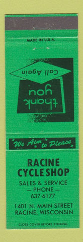 Matchbook Cover - Racine Cycle Shop Racine WI