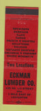Matchbook Cover - Eckman Lumber Lehighton PA