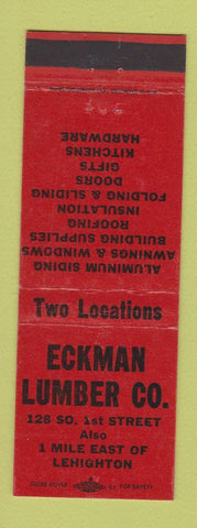 Matchbook Cover - Eckman Lumber Lehighton PA