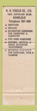 Matchbook Cover - Fiddler's Shutters Mouldings Honolulu Hawaii