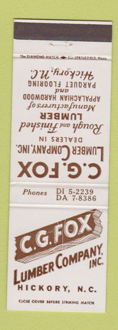 Matchbook Cover - CG Fox Lumber Hickory NC