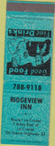 Matchbook Cover - Ridgeview Inn LaCrosse WI teal