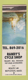 Matchbook Cover - Randy's Motorcycles BSA Triumph Rickman Boylston MA POOR