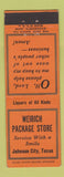 Matchbook Cover - Weirich Package Store Liquor Johnson City TX