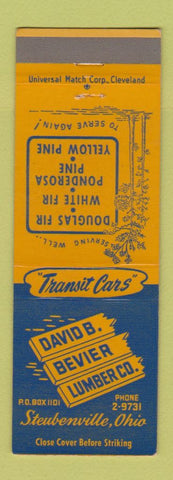 Matchbook Cover - David Bevier Lumber Steubenville OH