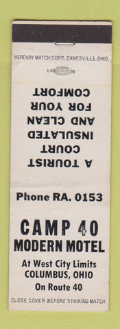 Matchbook Cover - Camp 40 Motel Columbus OH