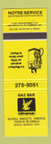 Matchbook Cover - Gaz Bar Ultramar oil gas Roberval QC