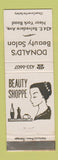 Matchbook Cover - Donald's Beauty Salon