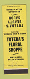 Matchbook Cover - Toteda's Beauty Salon Flowers Belle Vernon PA WEAR