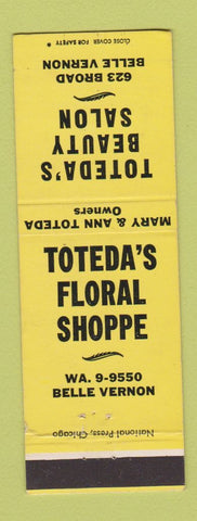 Matchbook Cover - Toteda's Beauty Salon Flowers Belle Vernon PA WEAR