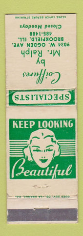 Matchbook Cover - Coiffures by Mr Ralph hair salon Brookfield IL WEAR
