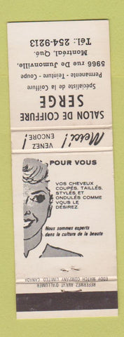 Matchbook Cover - Salon de Coiffure Serge hair salon Montreal QC