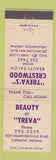 Matchbook Cover - Treva's Crestwood Beauty Salon Indianapolis Clermont IN