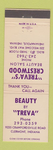 Matchbook Cover - Treva's Crestwood Beauty Salon Indianapolis Clermont IN