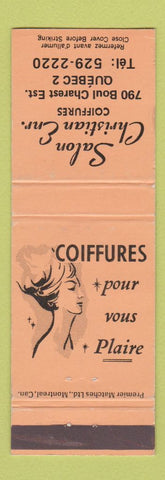 Matchbook Cover - Salon Christian Quebec QC hair
