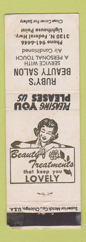Matchbook Cover - Ruby's Beauty Salon Lighthouse Point FL WORN
