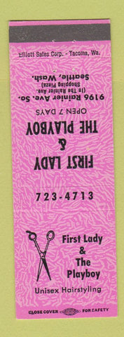 Matchbook Cover - First Lady and The Playboy hair salon Seattle WA PINK