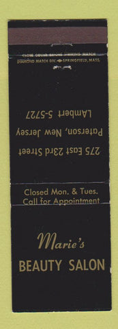 Matchbook Cover - Marie's Beauty Salon Paterson NJ WEAR