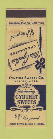 Matchbook Cover - Miss Cynthia Sweets Chocolate Boston MA