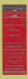 Matchbook Cover - Williams Lunch Wilkes Barre PA WORN