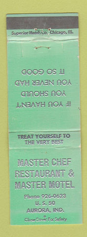 Matchbook Cover - Master Chef Restaurant Master Motel Aurora IN
