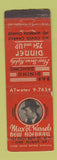 Matchbook Cover - Max Wessels New Hofbrau New Yrok City WORN