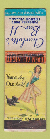 Matchbook Cover - Charlotte's Bar H French Village pinup WORN