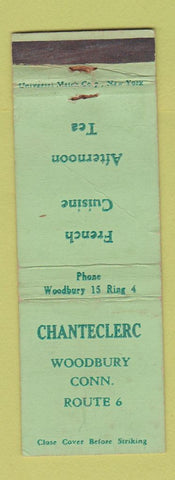 Matchbook Cover - Chanteclerc French Restaurant Woodbury CT WORN