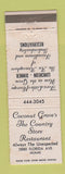 Matchbook Cover - Coconut Grove's Country Store Restaurant Miami FL WORN
