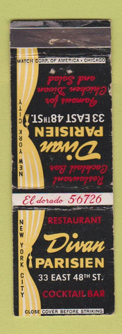 Matchbook Cover - Divan Parisien New York City WEAR