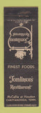 Matchbook Cover - Tomlinson's Restaurant Chattanooga TN