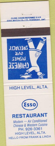 Matchbook Cover - Esso Restaurant High Level AB oil gas