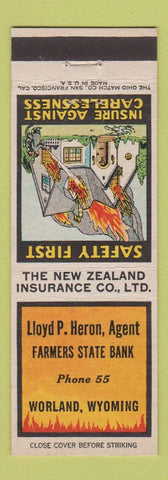 Matchbook Cover - Lloyd Heron Insurance Farmers State Bank Worland WY