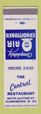 Matchbook Cover - The Central Restaurant Clarksburg WV Eskimo