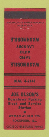 Matchbook Cover - Joe Olson's Car Wash Parking Rockford IL
