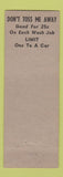Matchbook Cover - Joe Olson's Car Wash Parking Rockford IL