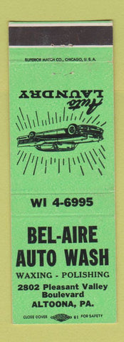 Matchbook Cover - Bel Air Auto Wash car Altoona PA