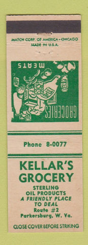 Matchbook Cover - Kellar's Grocery Parkersburg WV